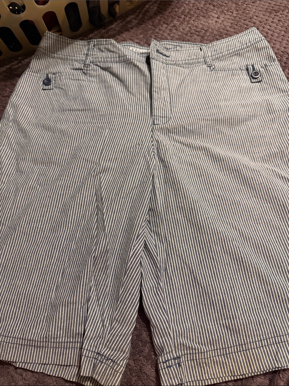 St. John's Bay Navy and White Striped Women's Bermuda Shorts